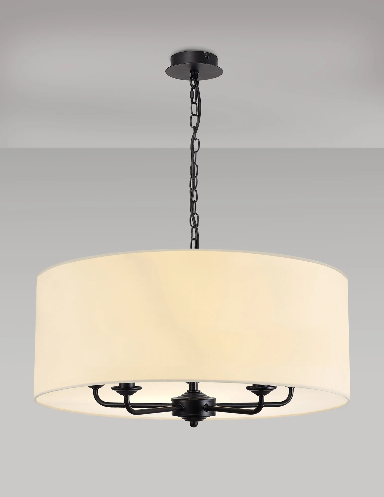 Banyan 60cm 5 Light Pendant Matt Black; Ivory Pearl DK1047  Deco Banyan MB IV